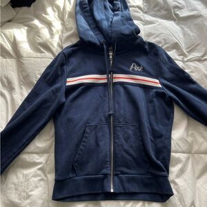 PINK FLEECE ZIP-UP EVERYDAY HOODIE Navy Blue Size S